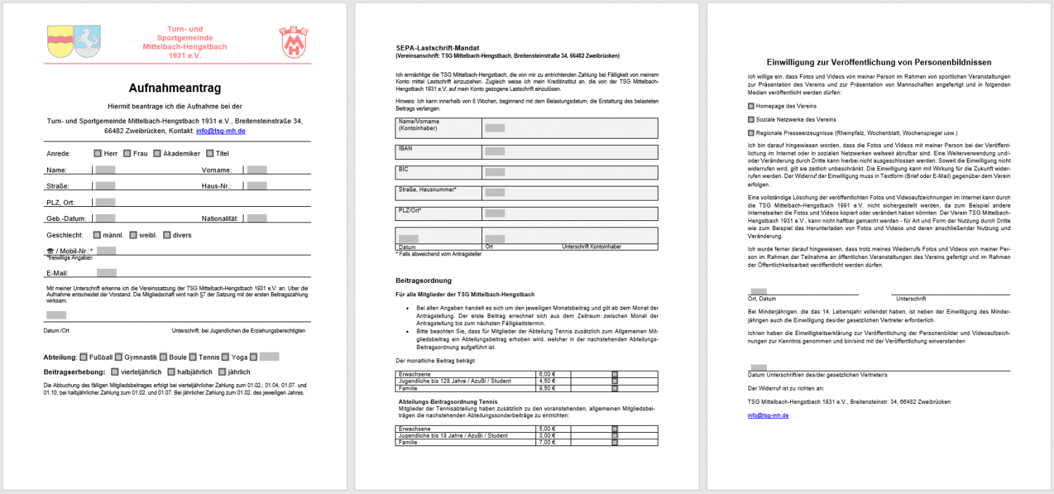 TSG Zweibrücken Mitgliedsantrag